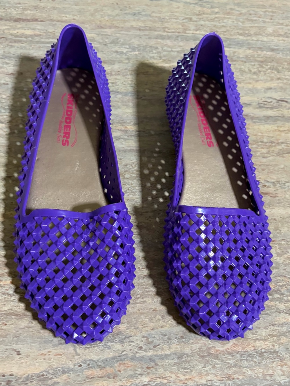 Skidders Women's Purple Studded Jelly Ballet Flats
